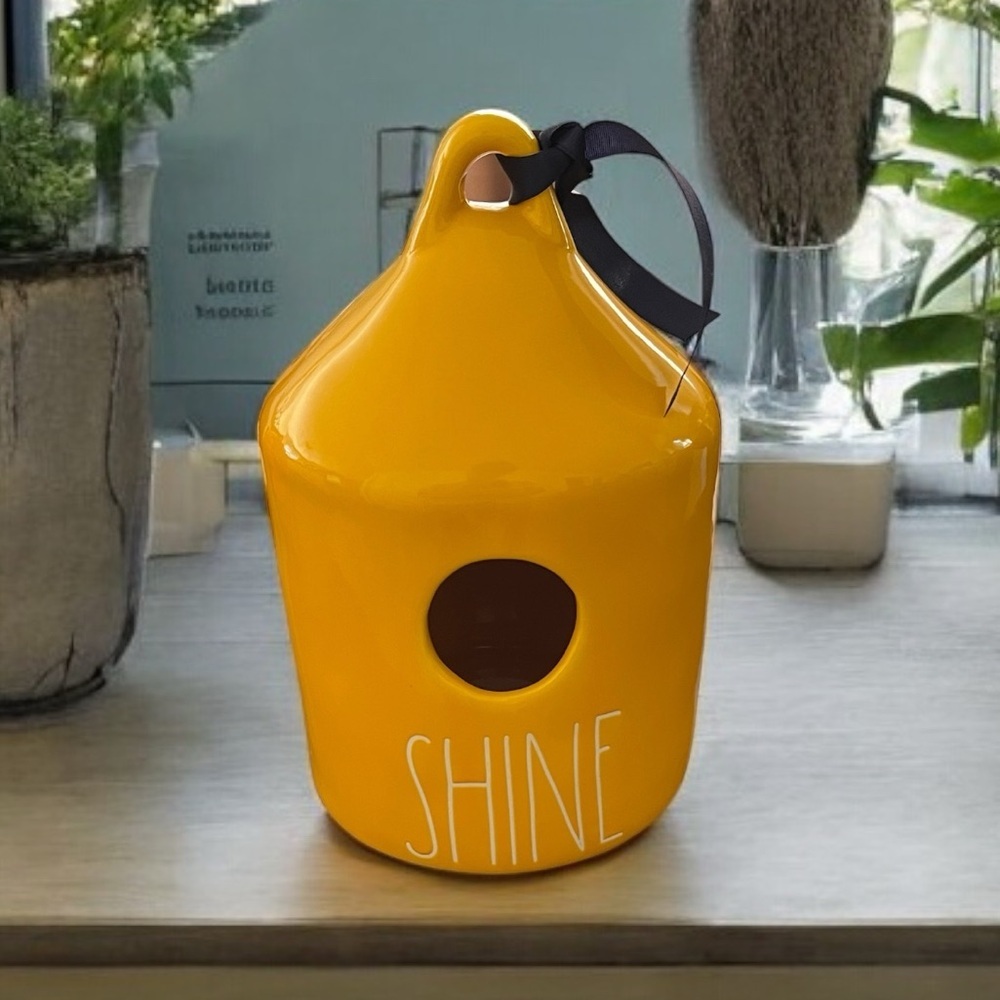🇺🇸 NEW RAE DUNN Ceramic Yellow SHINE Round Birdhouse (🇺🇸 Release)